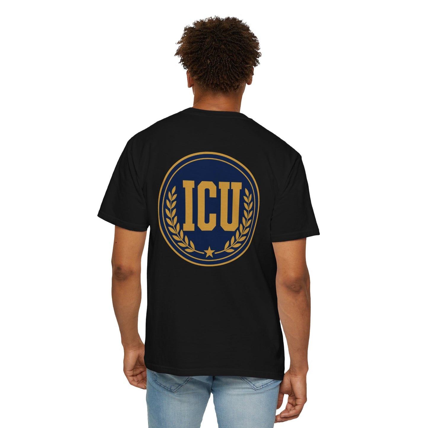 ICU Nurse Crest T‑Shirt — Vintage Laurel Emblem Tee
