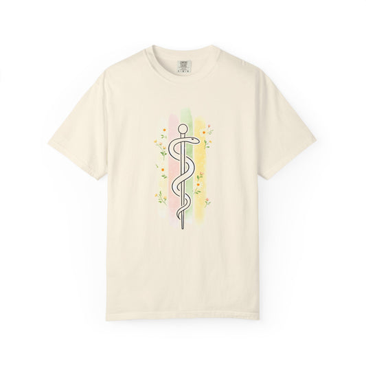 Rod of Asclepius Shirt | Watercolor Medical Symbol Tee | Nurse Doctor Gift T-Shirt | Nursing Grad Shirt | Comfort Colors