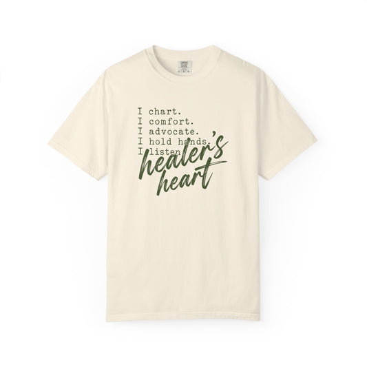 Healer's Heart Nurse Shirt | I Chart I Comfort I Advocate | RN Gift T-Shirt | Nurse Week Shirt | Comfort Colors