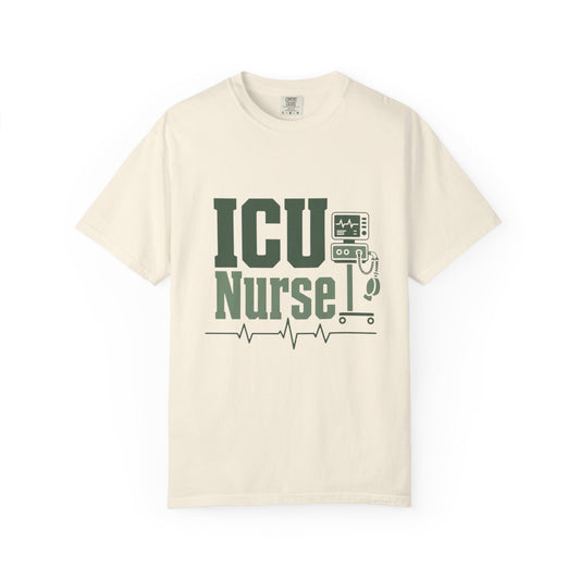 ICU Nurse T-Shirt — Funny Critical Care Nursing Tee with EKG & Monitor Graphic