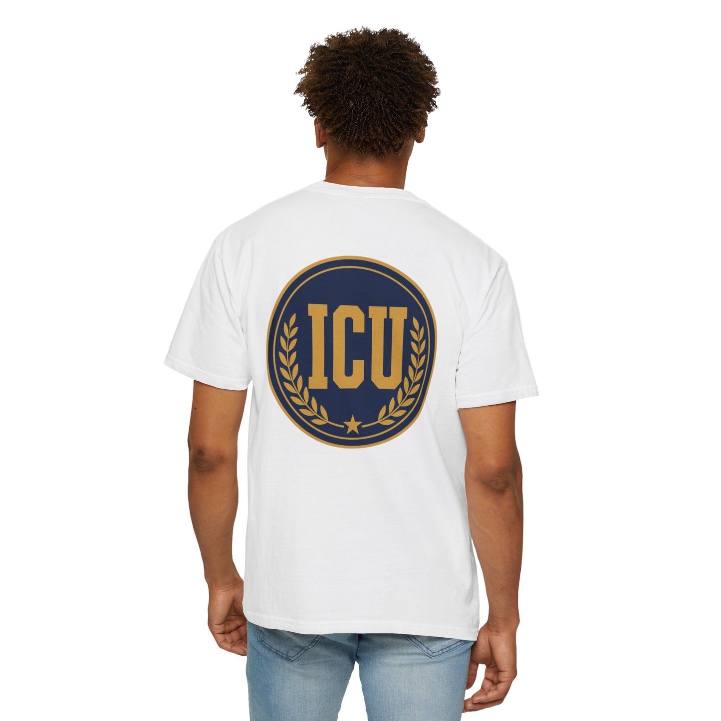 ICU Nurse Crest T‑Shirt — Vintage Laurel Emblem Tee