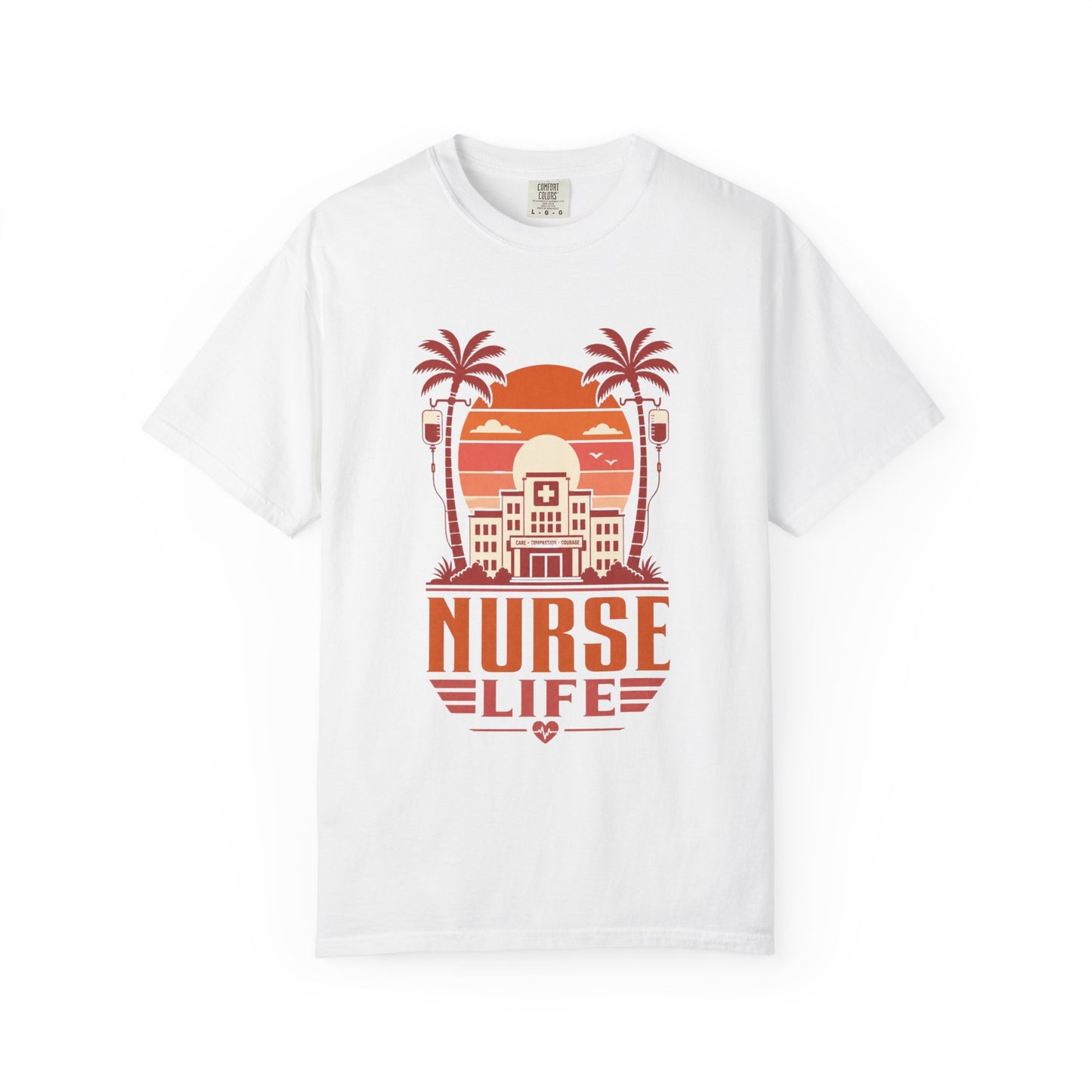 Nurse Life T-Shirt — Retro Beach Palm Hospital Graphic