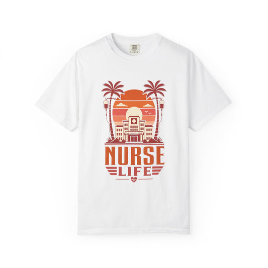 Nurse Life T-Shirt — Retro Beach Palm Hospital Graphic