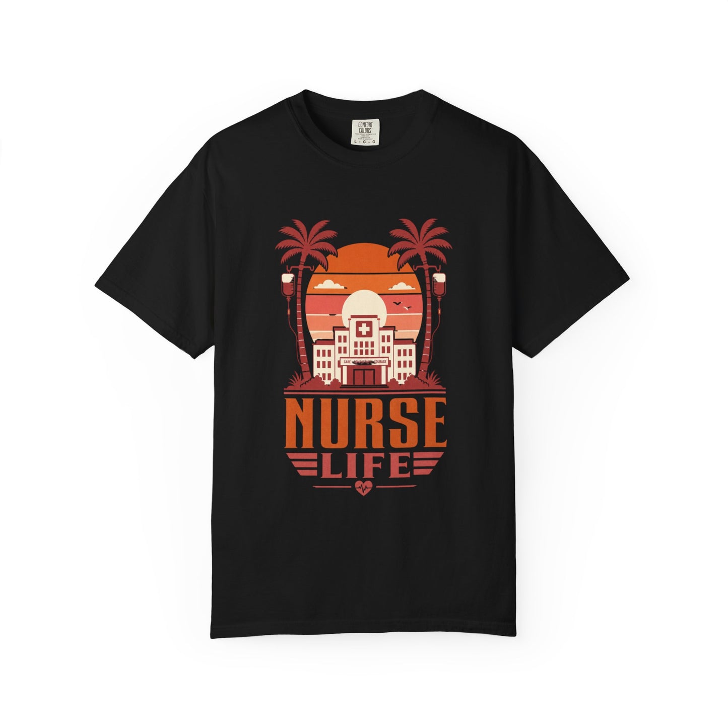 Nurse Life T-Shirt — Retro Beach Palm Hospital Graphic