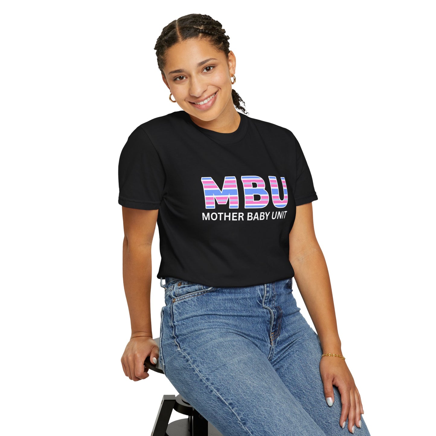MBU "Mother Baby Unit" Striped Logo T-Shirt