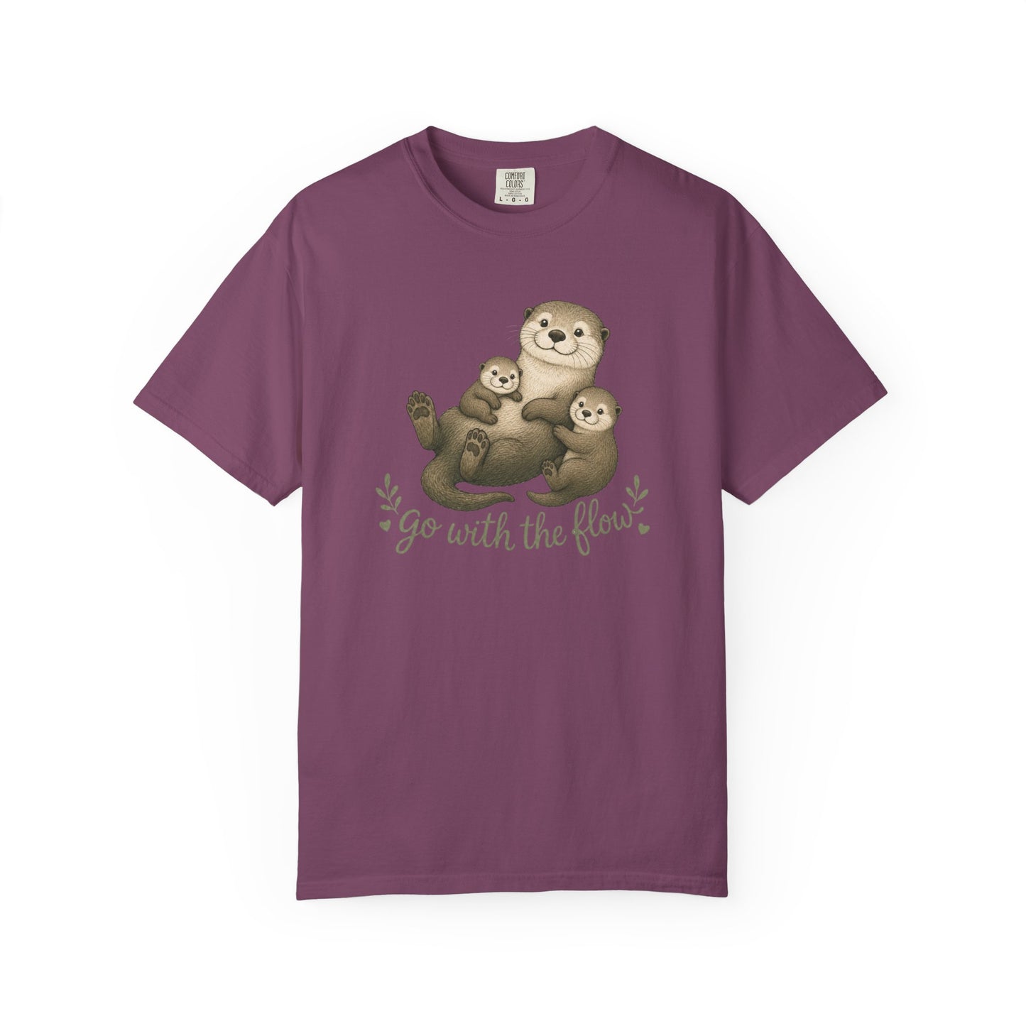 Otter Family T-Shirt — "Go With The Flow" Cute Animal Graphic Tee