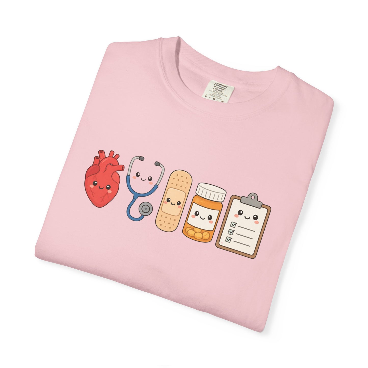 Cute Medical Kawaii T-Shirt — Heart, Stethoscope & Bandage Graphic Tee