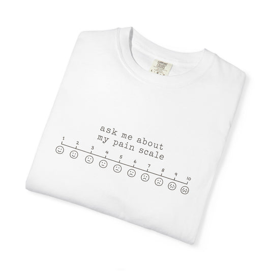 Funny Nurse Shirt | Ask Me About My Pain Scale | RN Gift T-Shirt | Nurse Week Shirt | Minimalist Nurse Humor Tee