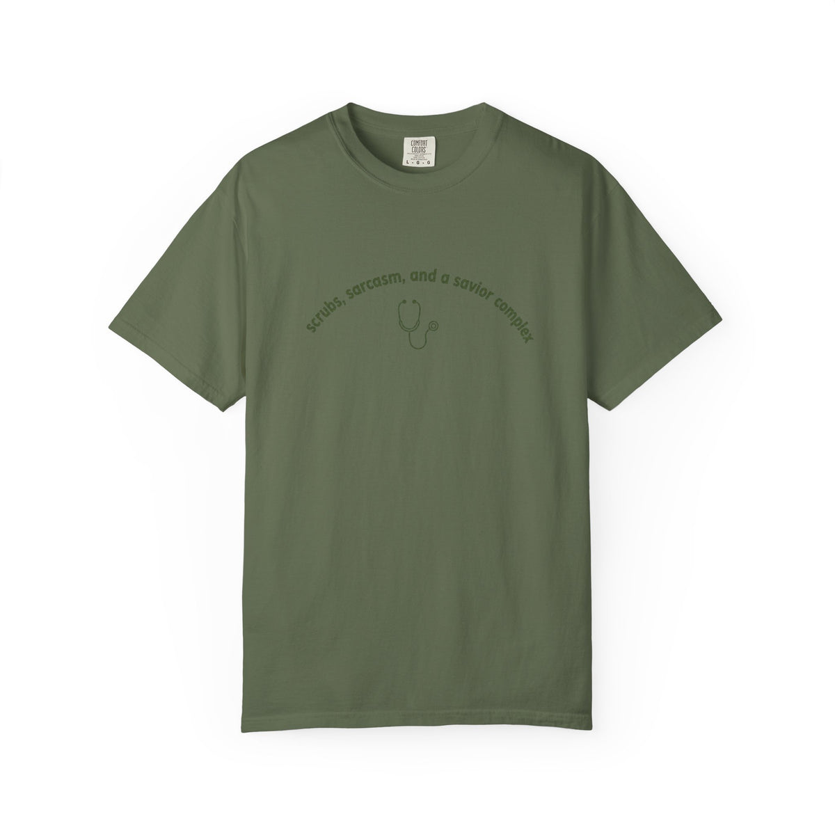 Funny Nurse Shirt | Scrubs Sarcasm and a Savior Complex | RN Gift T-Shirt | Nurse Week Shirt | Minimalist Nurse Humor Tee