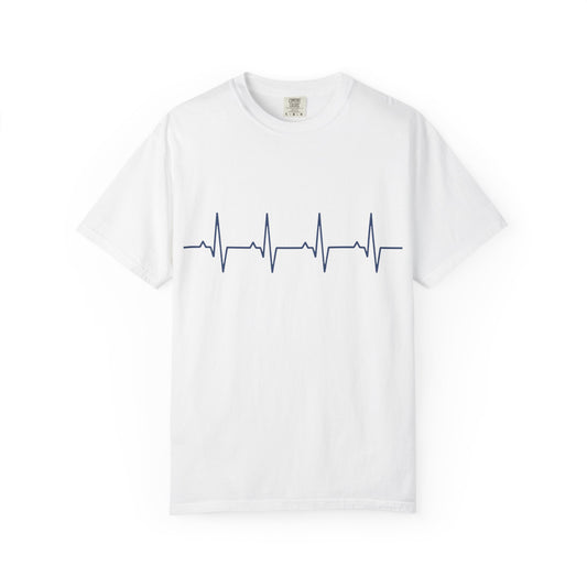 Heartbeat EKG Line T-Shirt — Minimal ECG Graphic Tee for Nurses, Medics & Healthcare Lovers