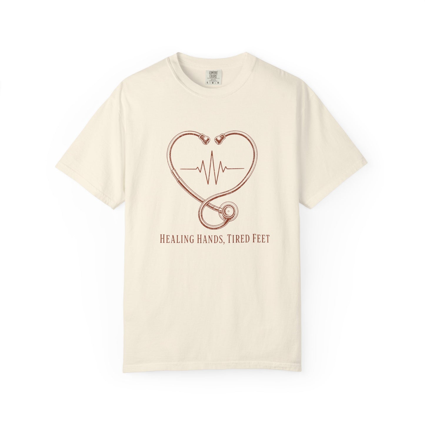 Healing Hands, Tired Feet - Stethoscope Heart Tee