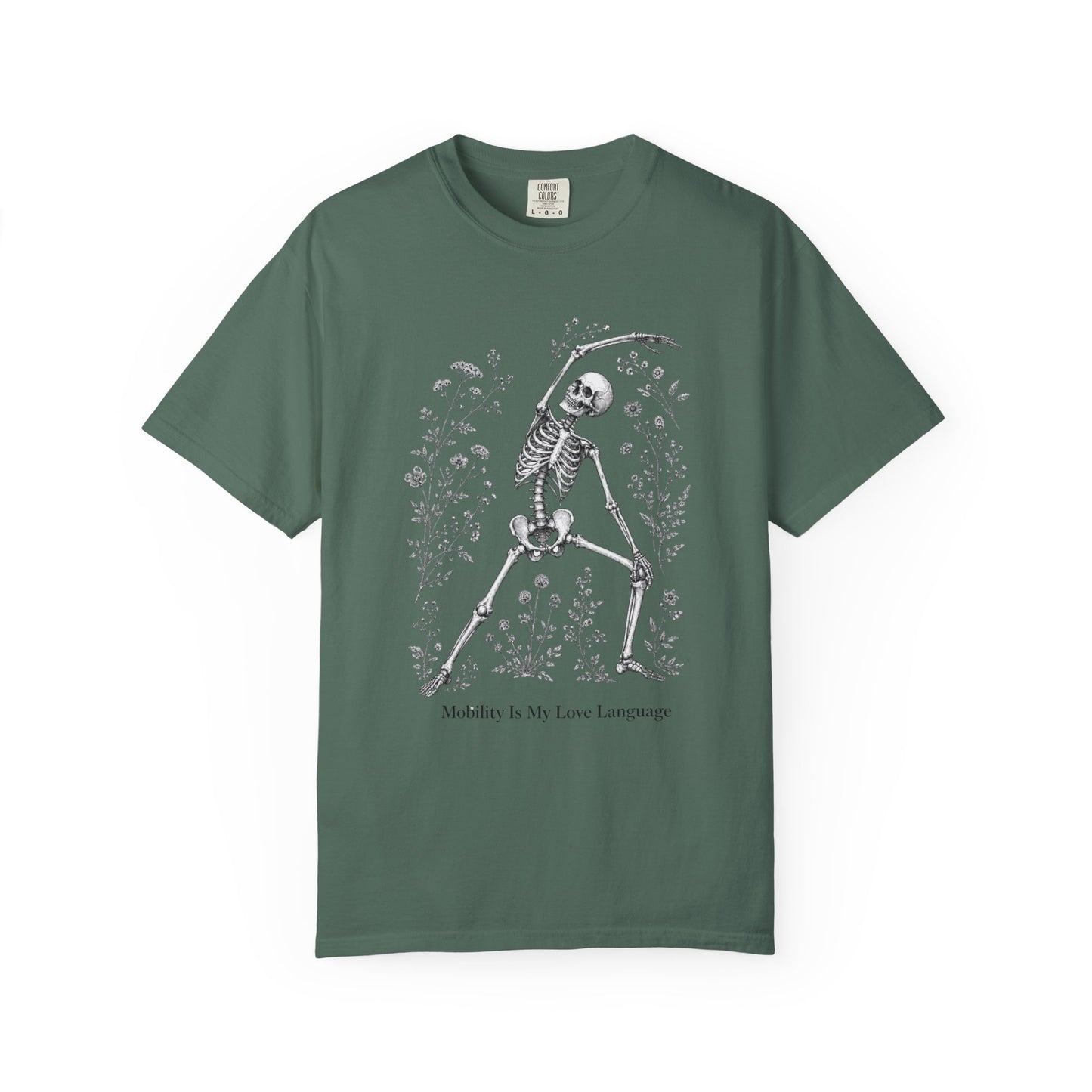 Skeleton Yoga T-Shirt — "Mobility Is My Love Language" Graphic Tee