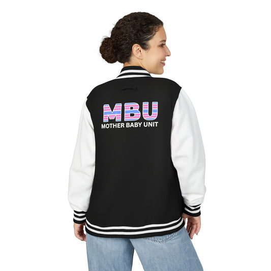 Letterman Jacket — 'MBU Mother Baby Unit' Retro Striped Campus Varsity Coat