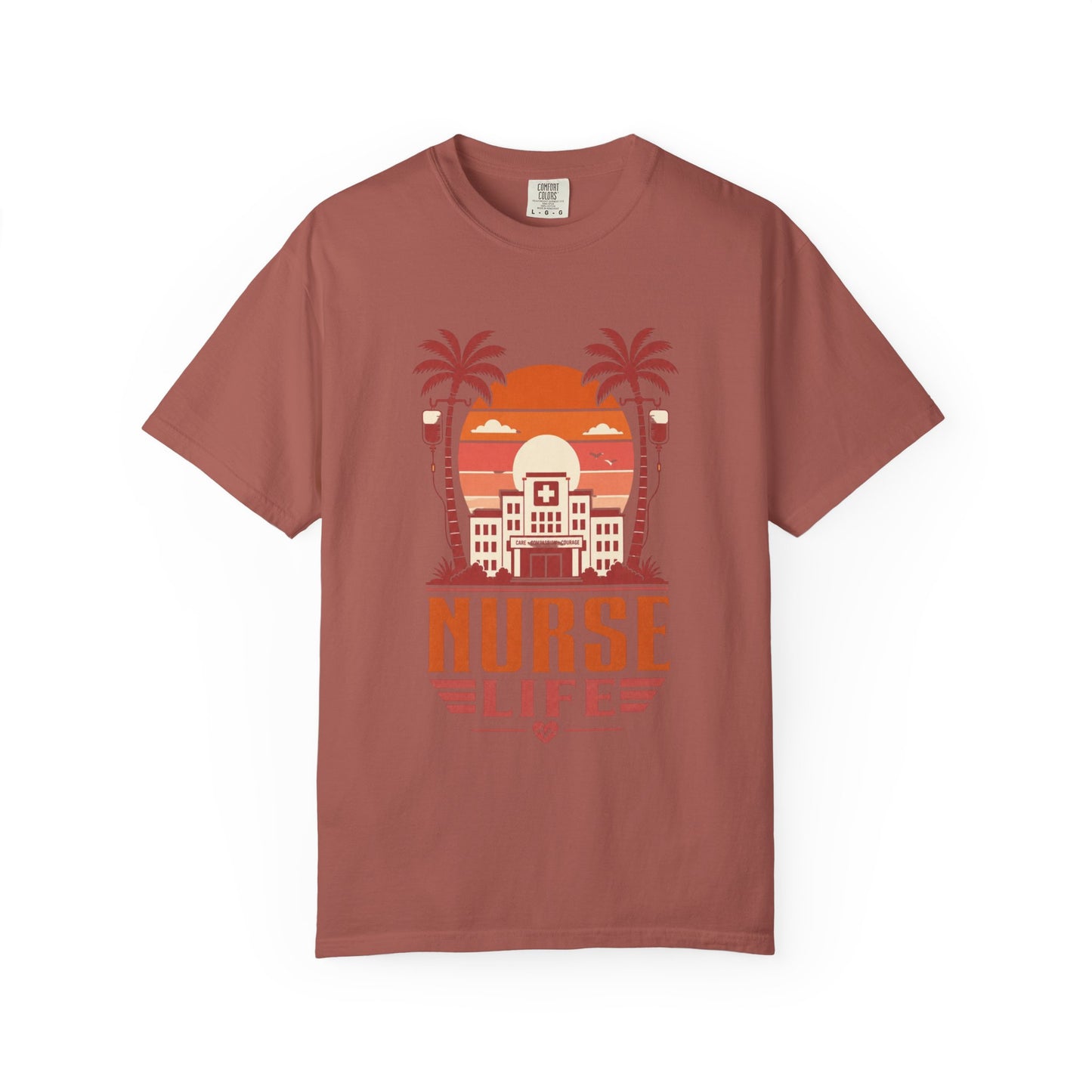 Nurse Life T-Shirt — Retro Beach Palm Hospital Graphic