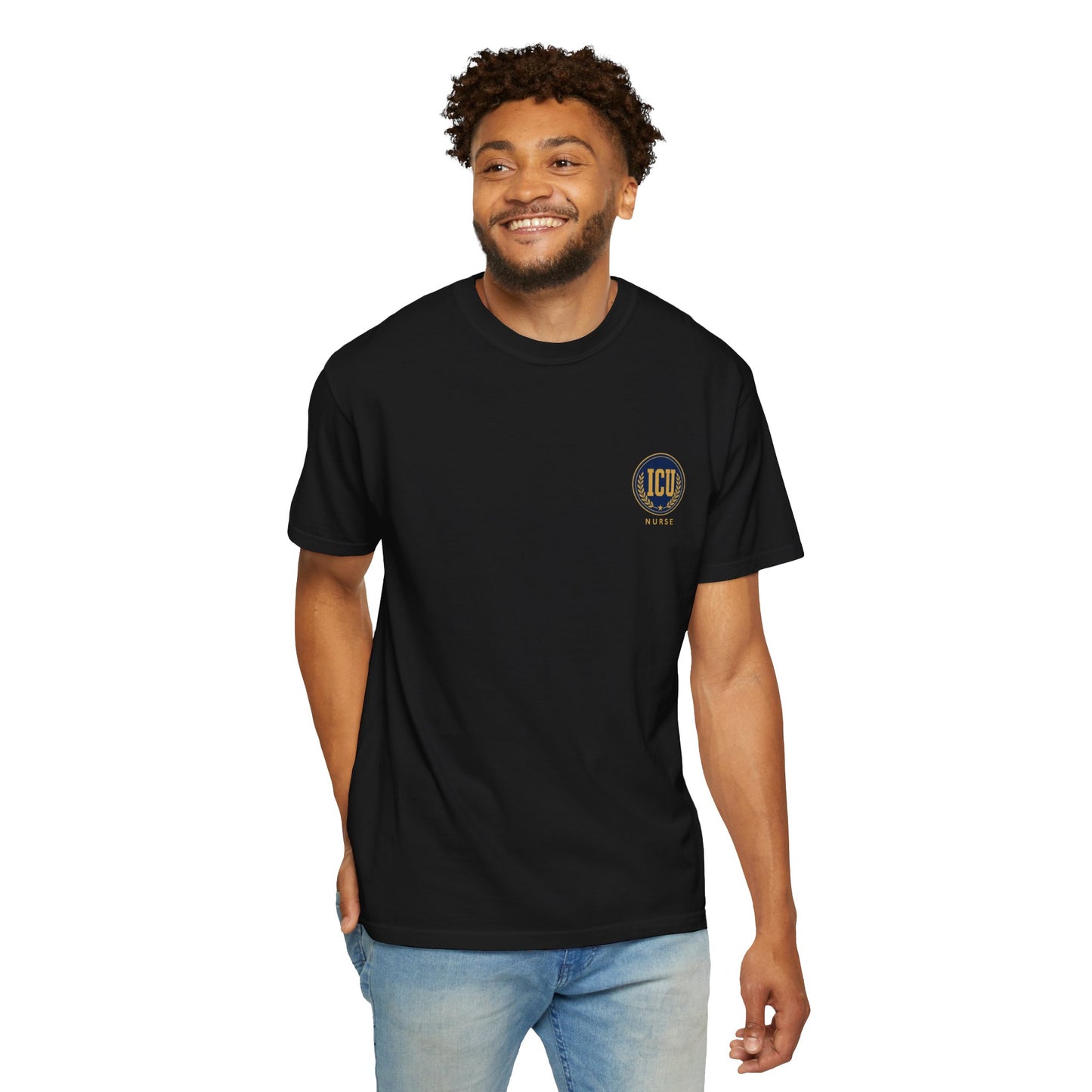 ICU Nurse Crest T‑Shirt — Vintage Laurel Emblem Tee