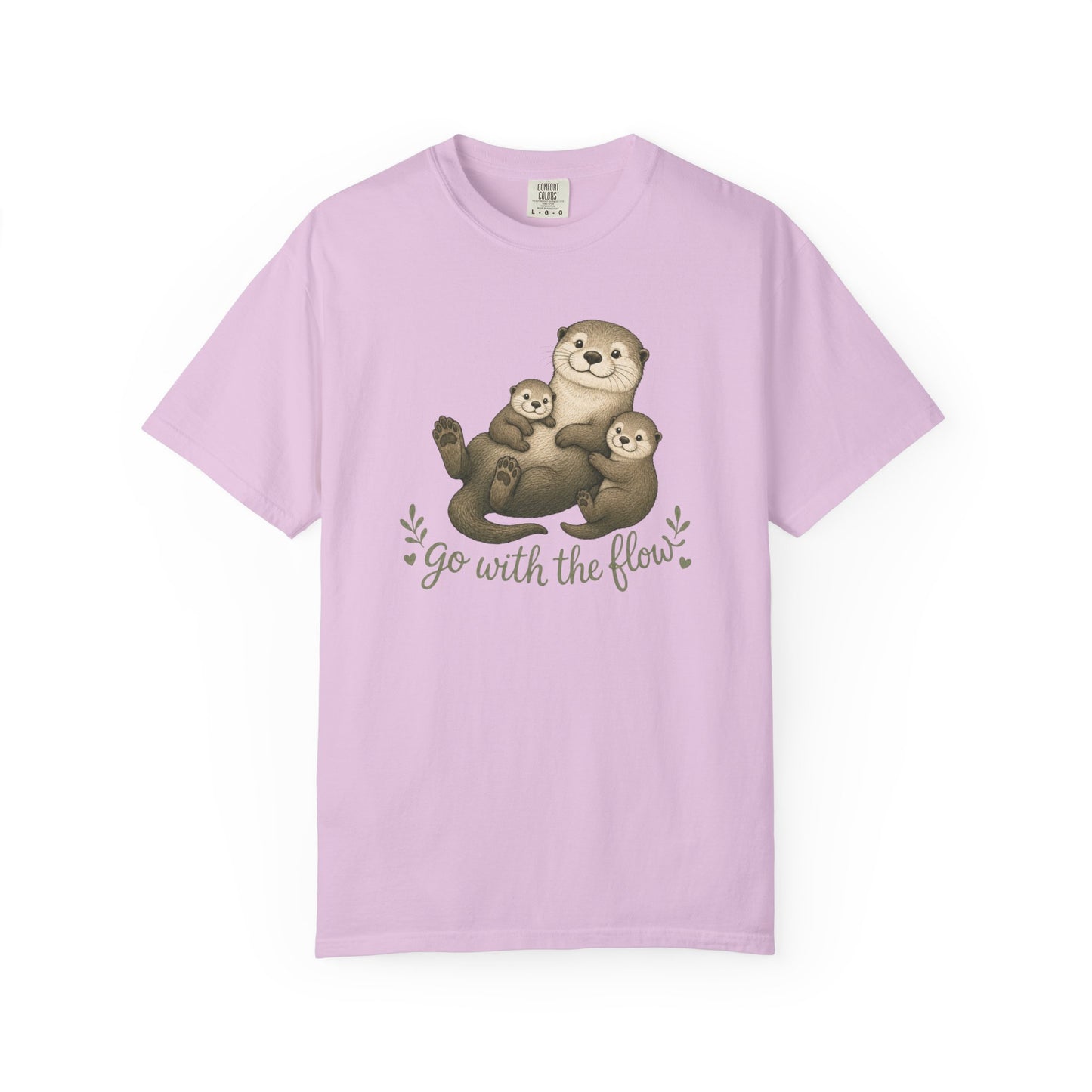 Otter Family T-Shirt — "Go With The Flow" Cute Animal Graphic Tee