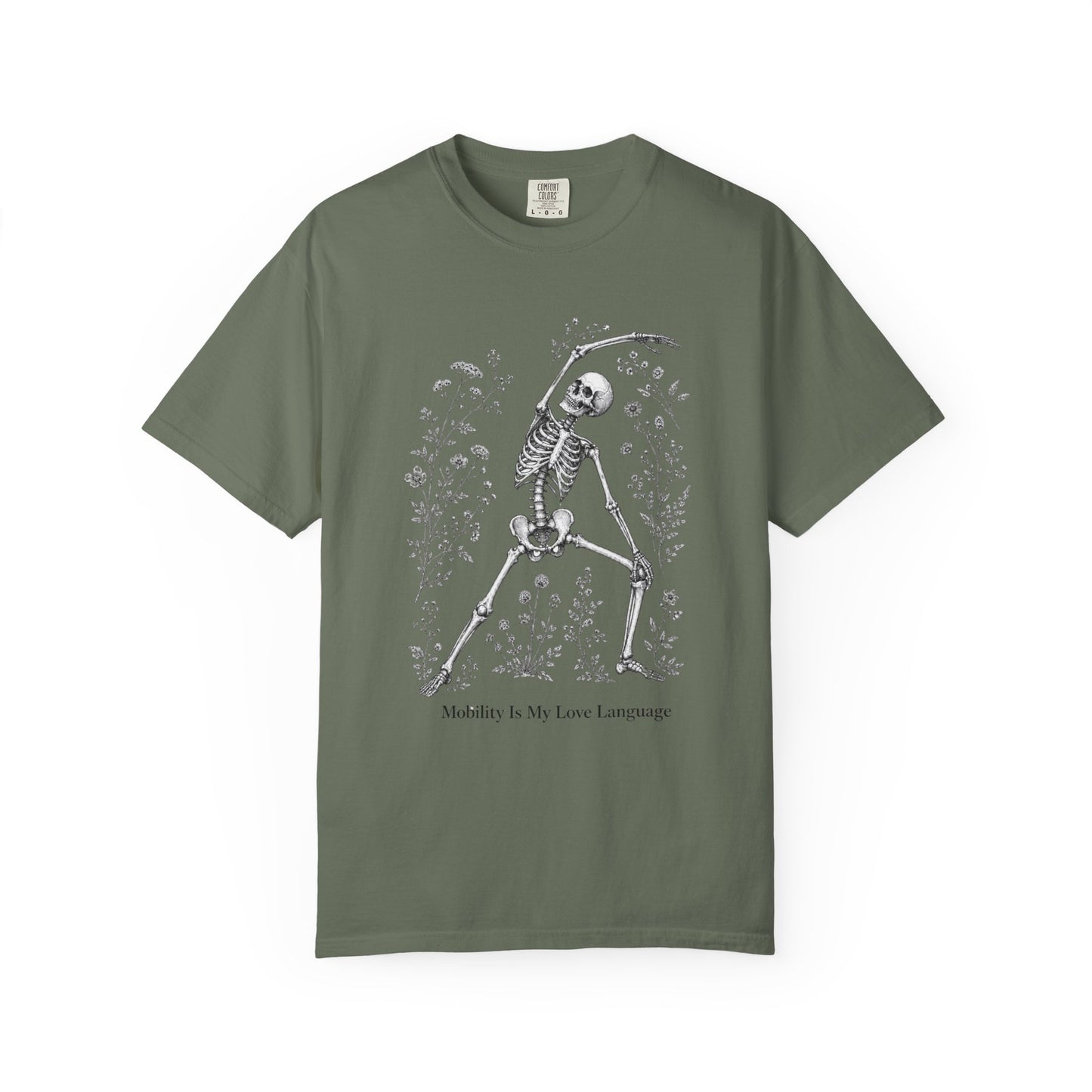 Skeleton Yoga T-Shirt — "Mobility Is My Love Language" Graphic Tee