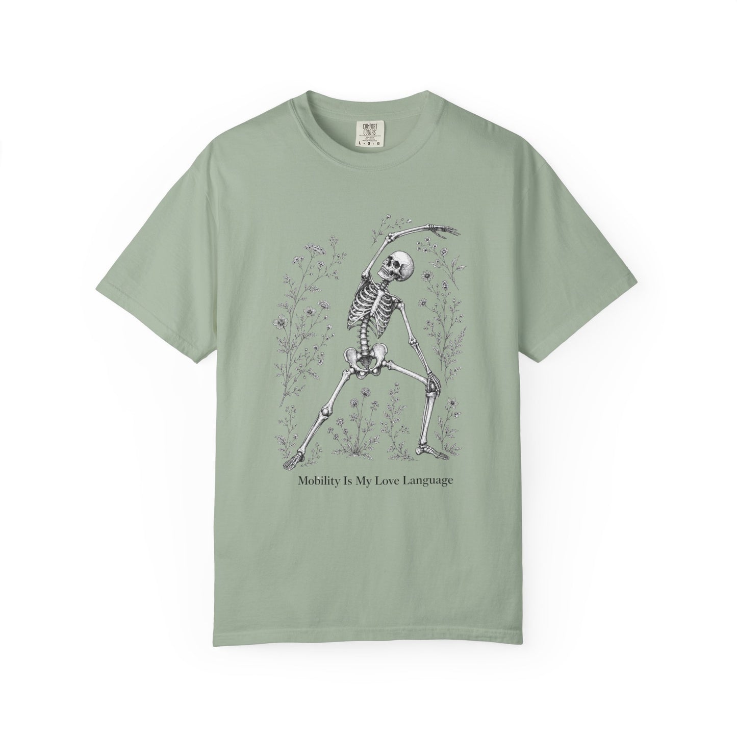 Skeleton Yoga T-Shirt — "Mobility Is My Love Language" Graphic Tee