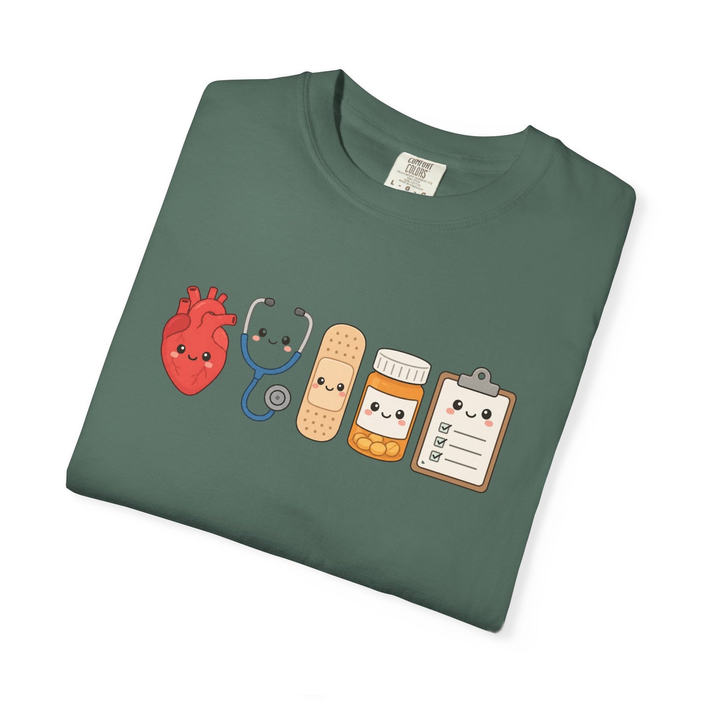 Cute Medical Kawaii T-Shirt — Heart, Stethoscope & Bandage Graphic Tee