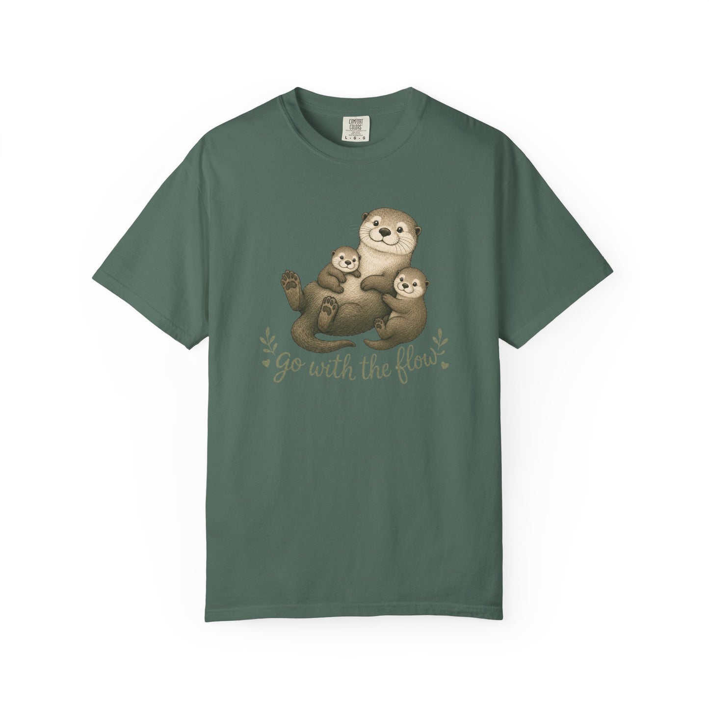 Otter Family T-Shirt — "Go With The Flow" Cute Animal Graphic Tee