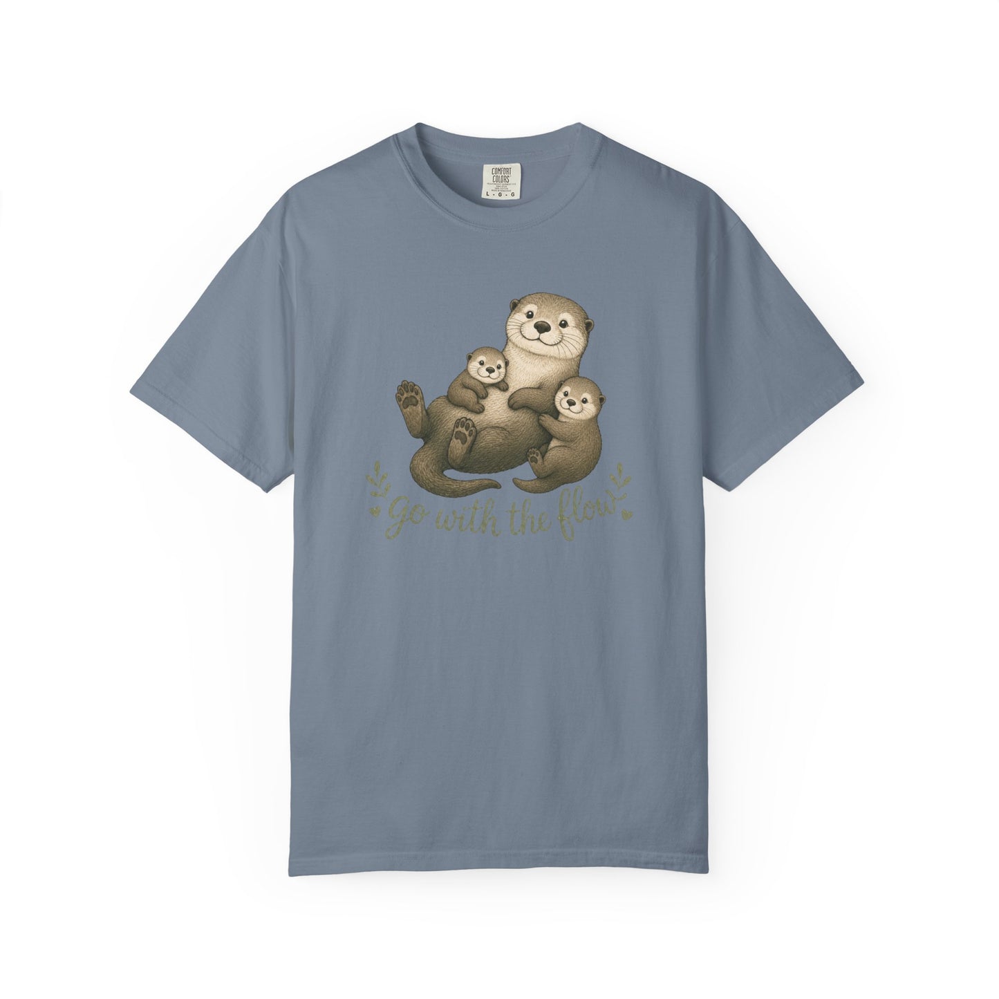 Otter Family T-Shirt — "Go With The Flow" Cute Animal Graphic Tee