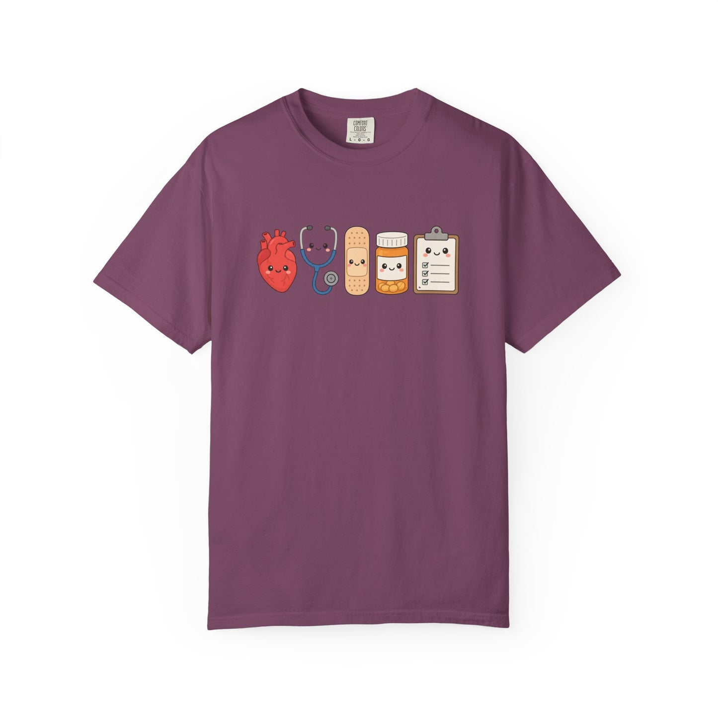 Cute Medical Kawaii T-Shirt — Heart, Stethoscope & Bandage Graphic Tee