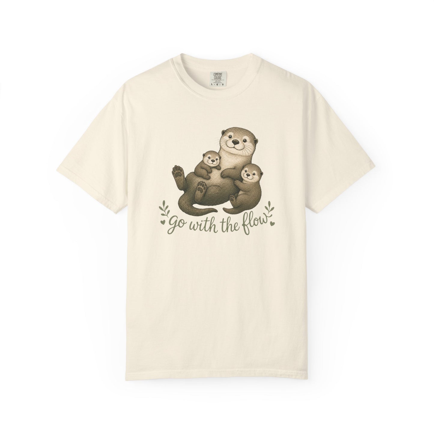 Otter Family T-Shirt — "Go With The Flow" Cute Animal Graphic Tee