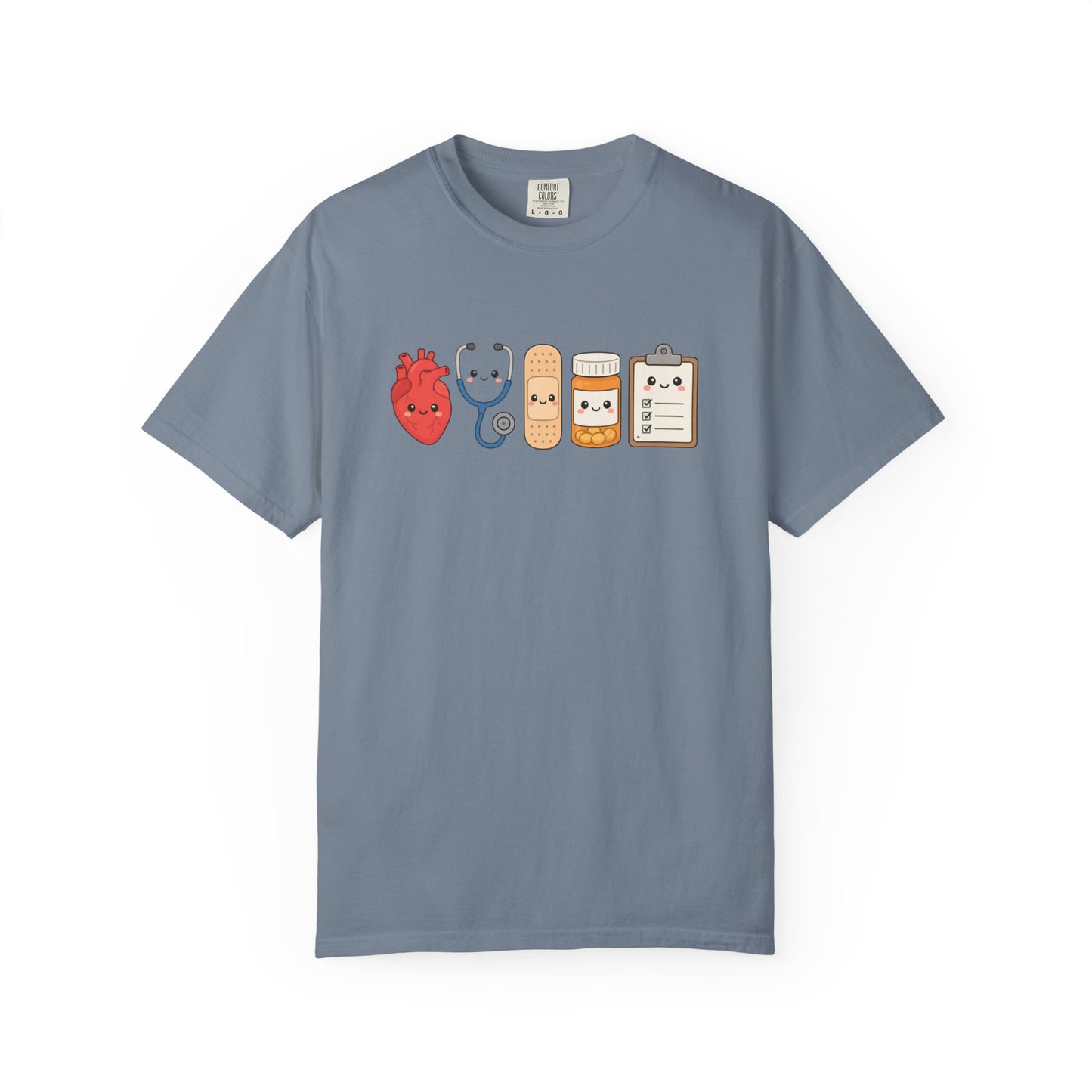 Cute Medical Kawaii T-Shirt — Heart, Stethoscope & Bandage Graphic Tee