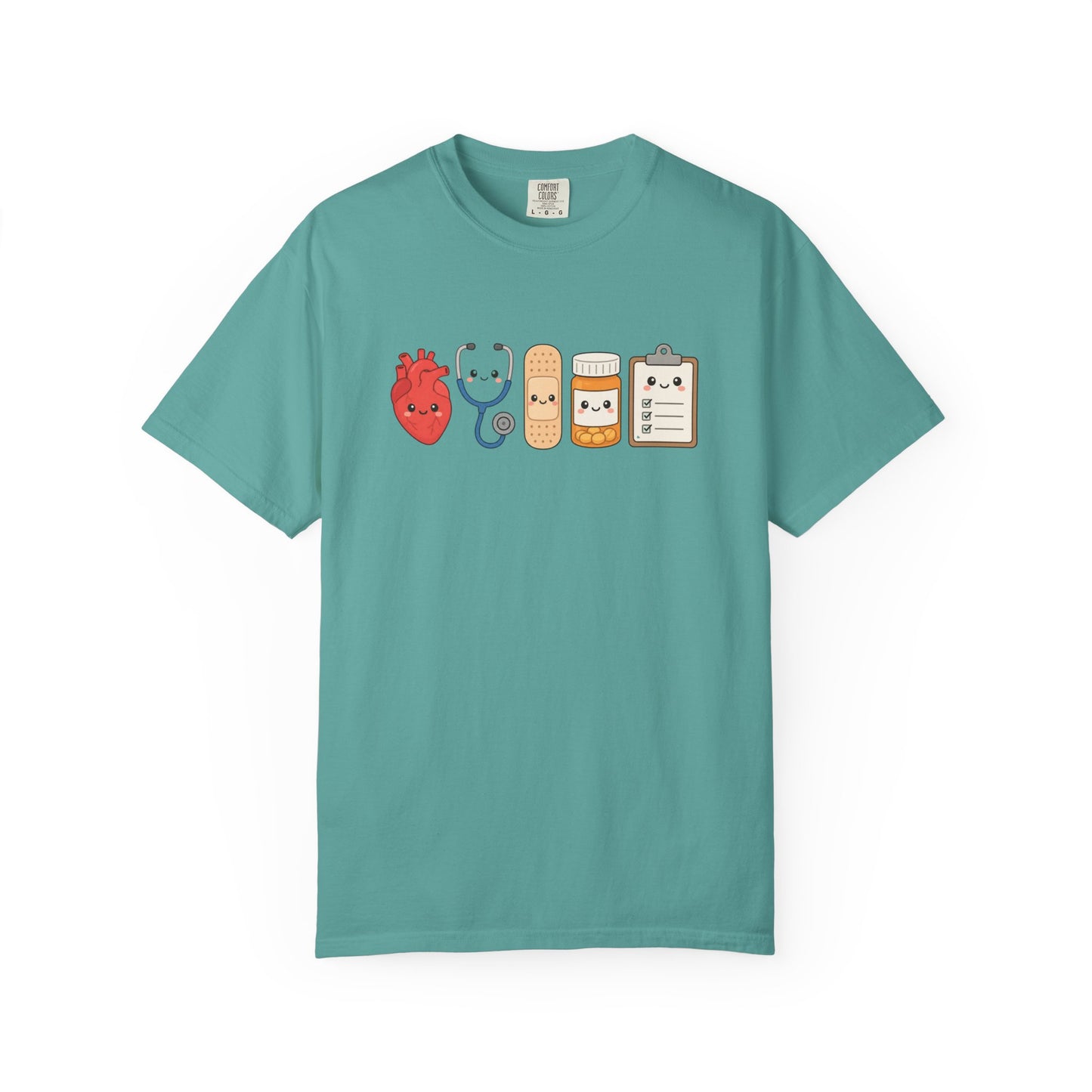 Cute Medical Kawaii T-Shirt — Heart, Stethoscope & Bandage Graphic Tee