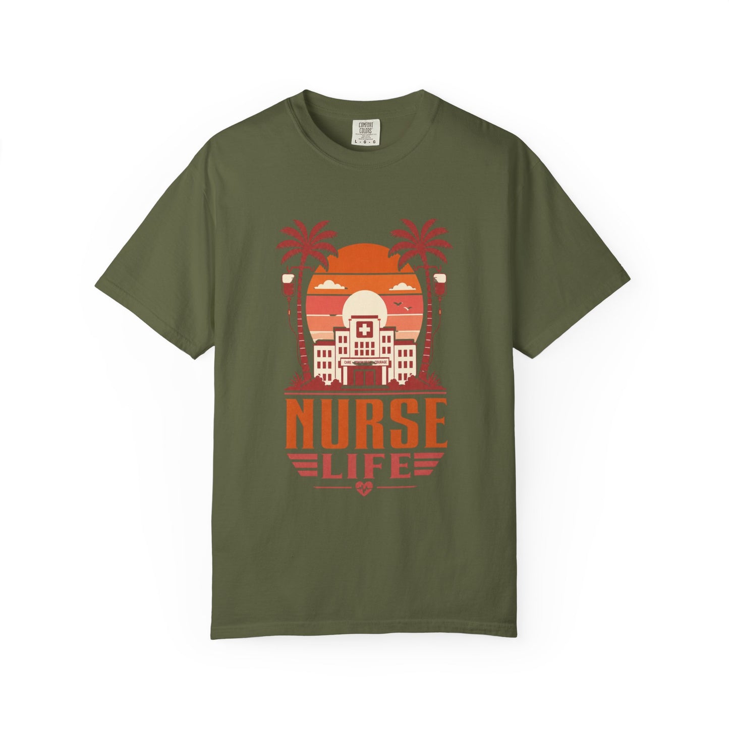 Nurse Life T-Shirt — Retro Beach Palm Hospital Graphic
