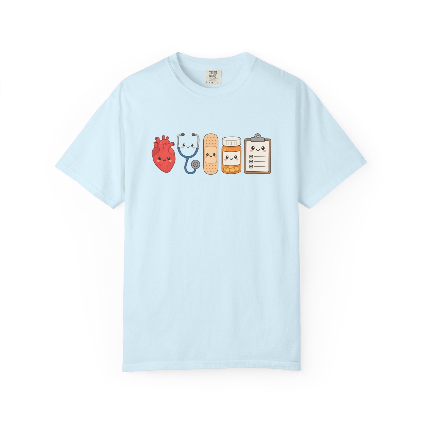 Cute Medical Kawaii T-Shirt — Heart, Stethoscope & Bandage Graphic Tee