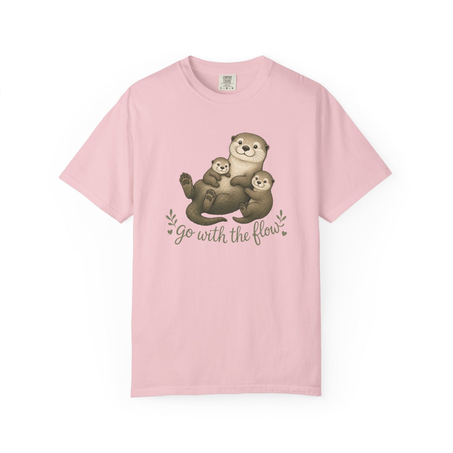 Otter Family T-Shirt — "Go With The Flow" Cute Animal Graphic Tee