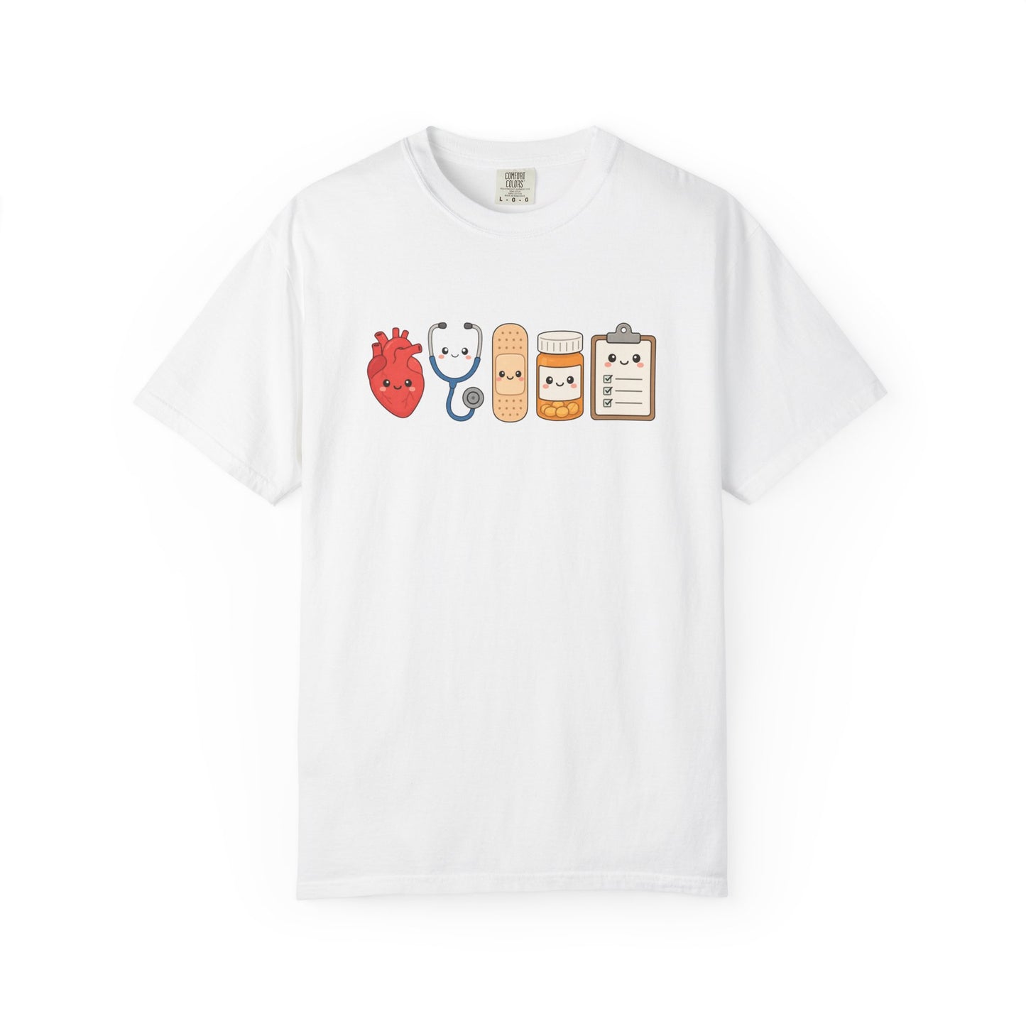 Cute Medical Kawaii T-Shirt — Heart, Stethoscope & Bandage Graphic Tee