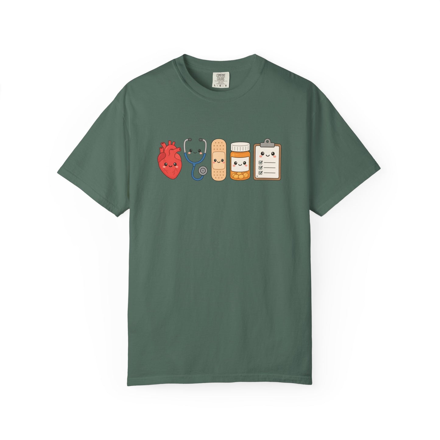 Cute Medical Kawaii T-Shirt — Heart, Stethoscope & Bandage Graphic Tee