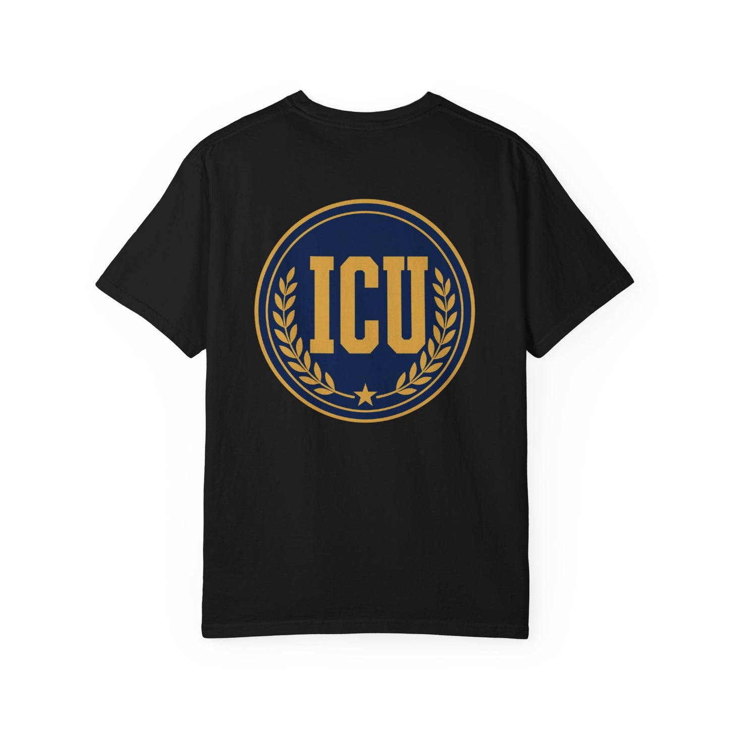 ICU Nurse Crest T‑Shirt — Vintage Laurel Emblem Tee