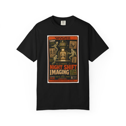 Night Shift Imaging T-Shirt — Retro Horror X-Ray Movie Poster Tee