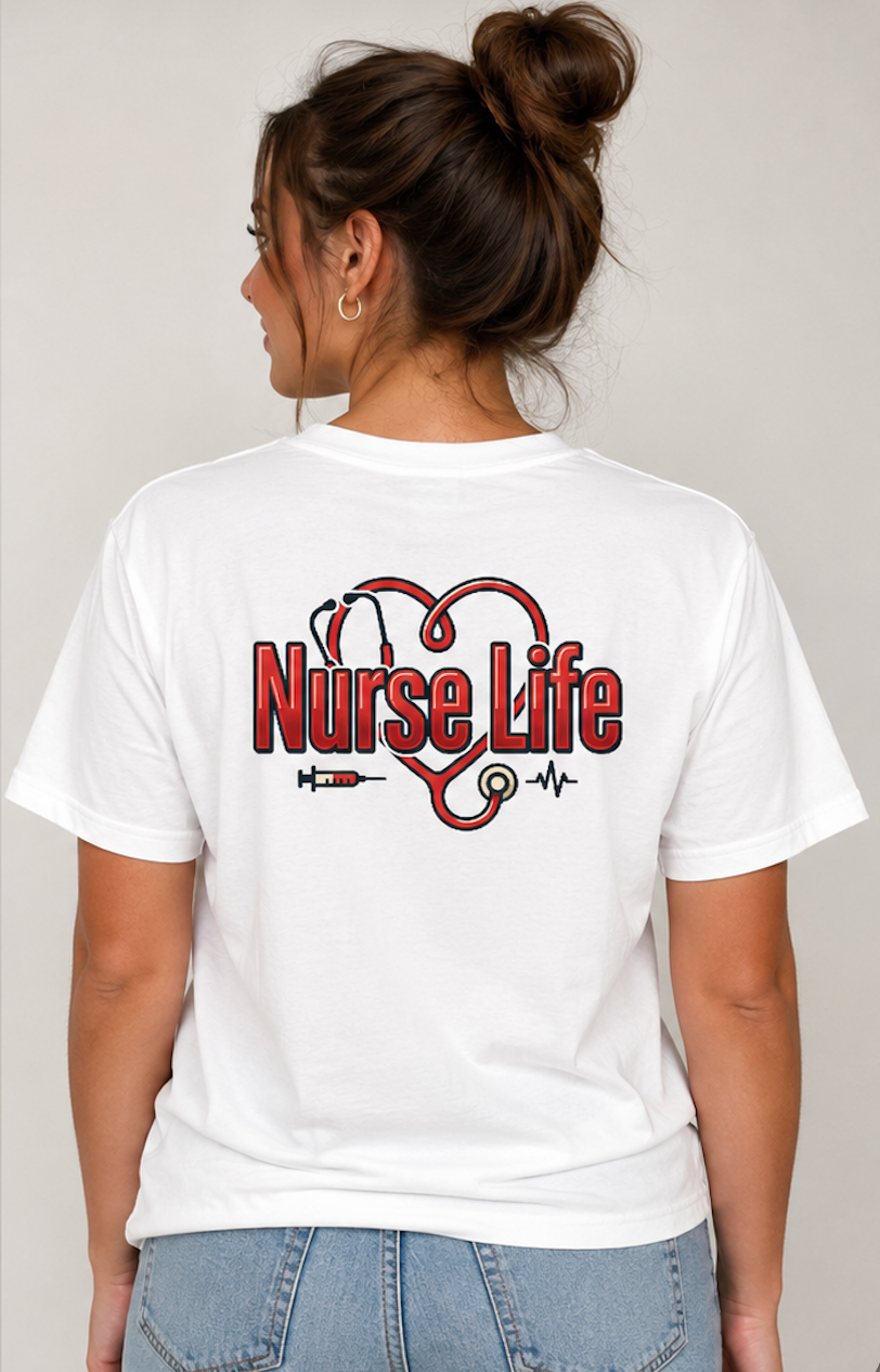 Personalized RN Nurse T-Shirt - Vintage Red Collegiate Letters