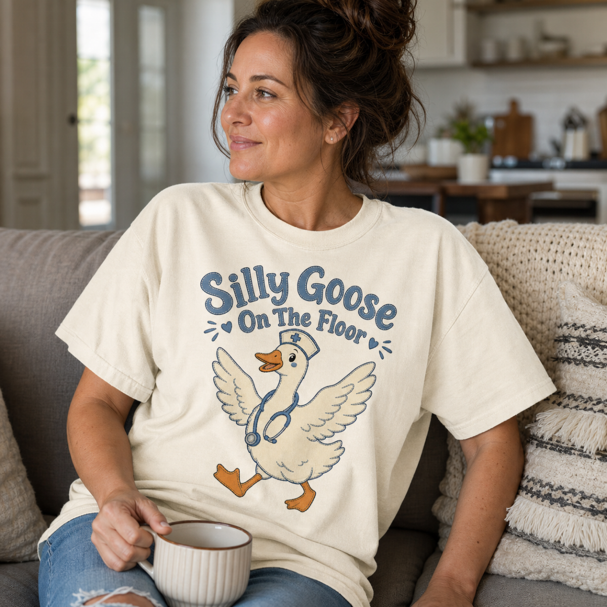 Silly Goose Nurse T-Shirt – Cute Cartoon Goose Graphic Tee