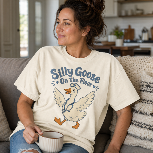 Silly Goose Nurse T-Shirt – Cute Cartoon Goose Graphic Tee