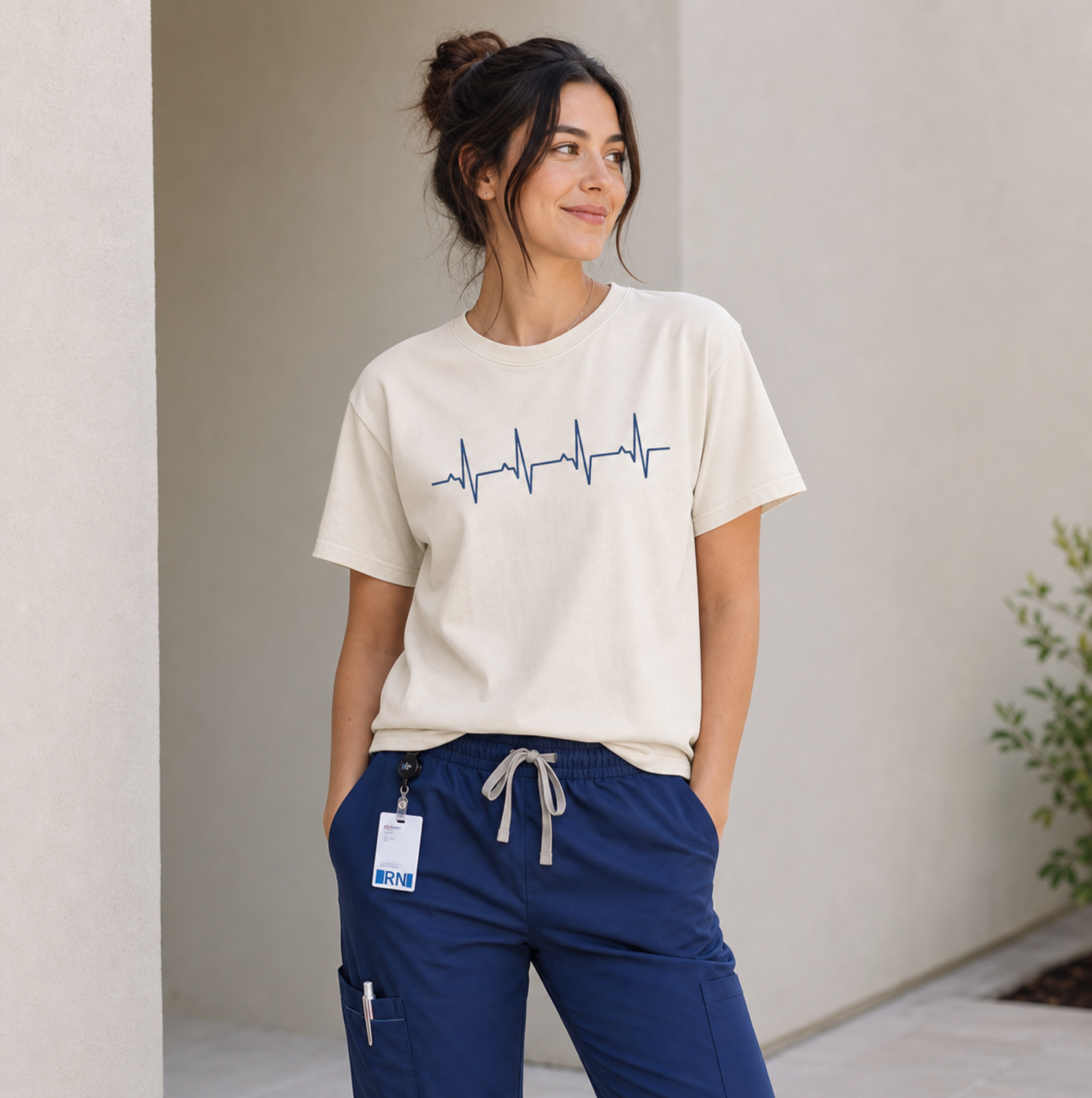 Heartbeat EKG Line T-Shirt — Minimal ECG Graphic Tee for Nurses, Medics & Healthcare Lovers