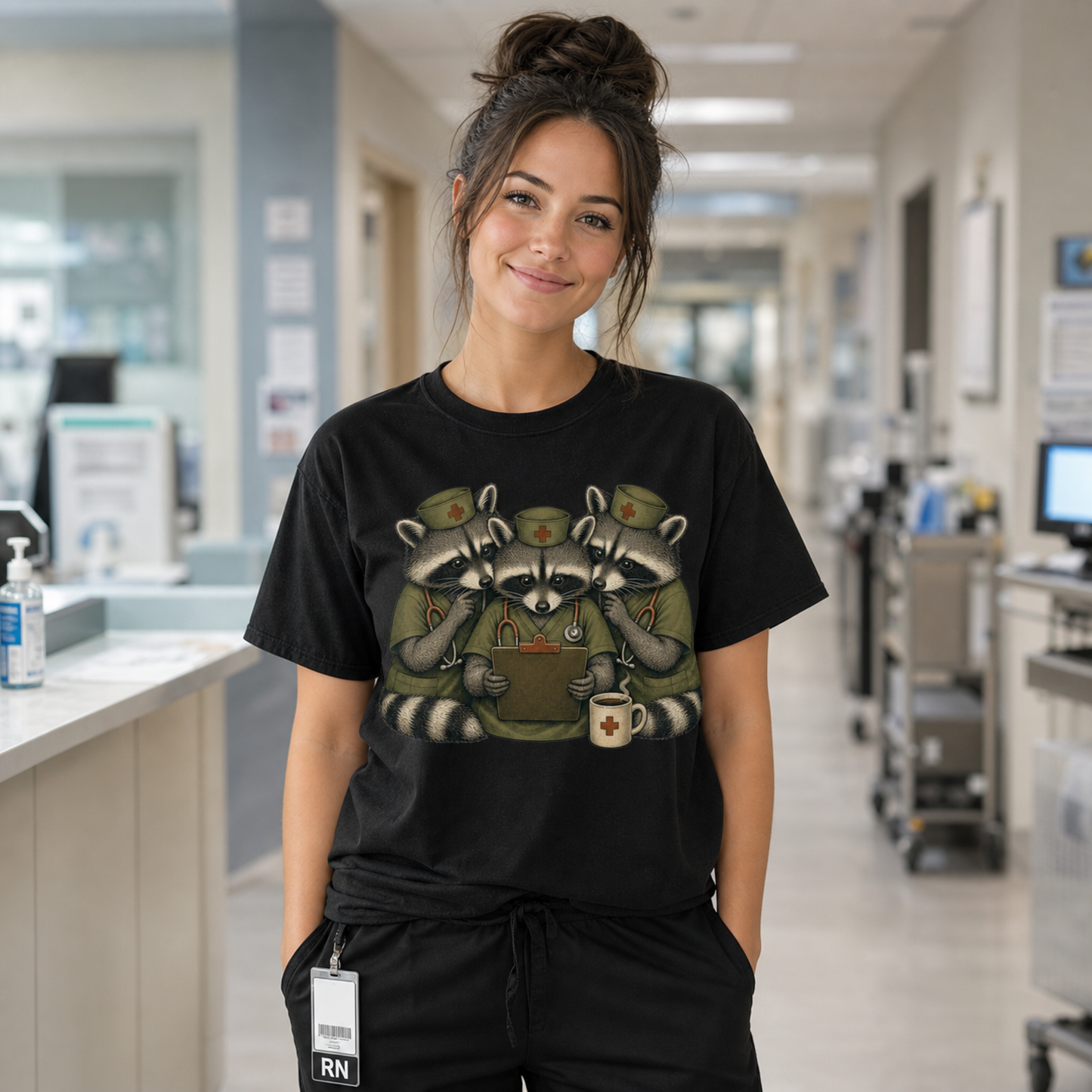 Nurse Raccoons — Funny Scrubs Squad Tee