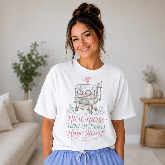 NICU Nurse: Tiny Patients, Huge Heart — Watercolor Incubator Tee