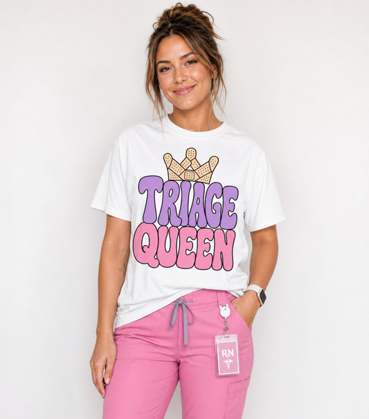 Triage Queen — Bubble Letter ER Nurse Tee