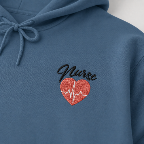 Nurse Heartbeat Embroidered Hoodie