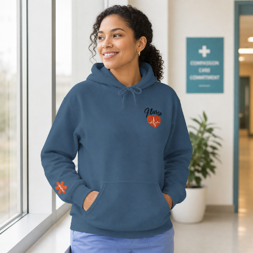 Nurse Heartbeat Embroidered Hoodie