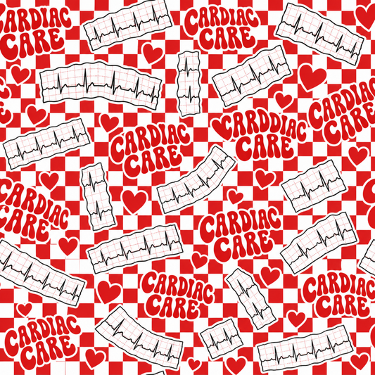Red Checkerboard Cardiac Care Sublimation Socks - Medical Nurse Gift