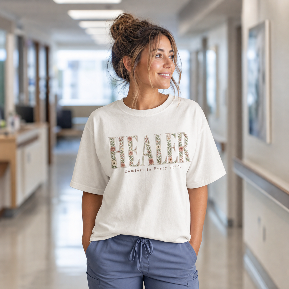 Healer Shirt | Comfort In Every Shift | Floral Nurse Tee | RN Gift T-Shirt | Comfort Colors Healthcare Shirt