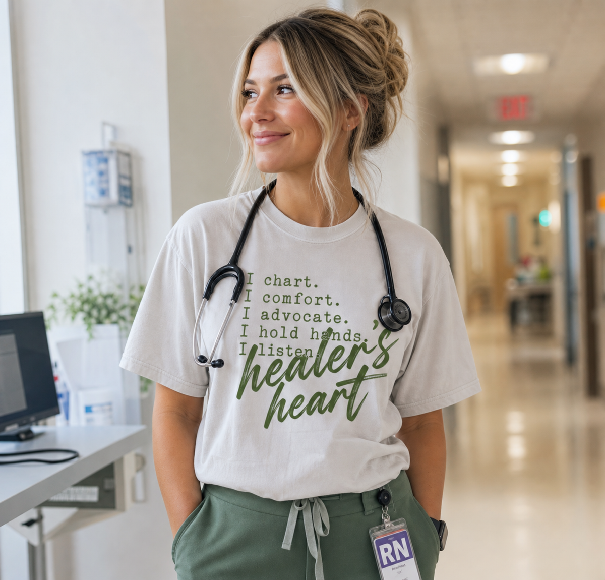 Healer's Heart Nurse Shirt | I Chart I Comfort I Advocate | RN Gift T-Shirt | Nurse Week Shirt | Comfort Colors