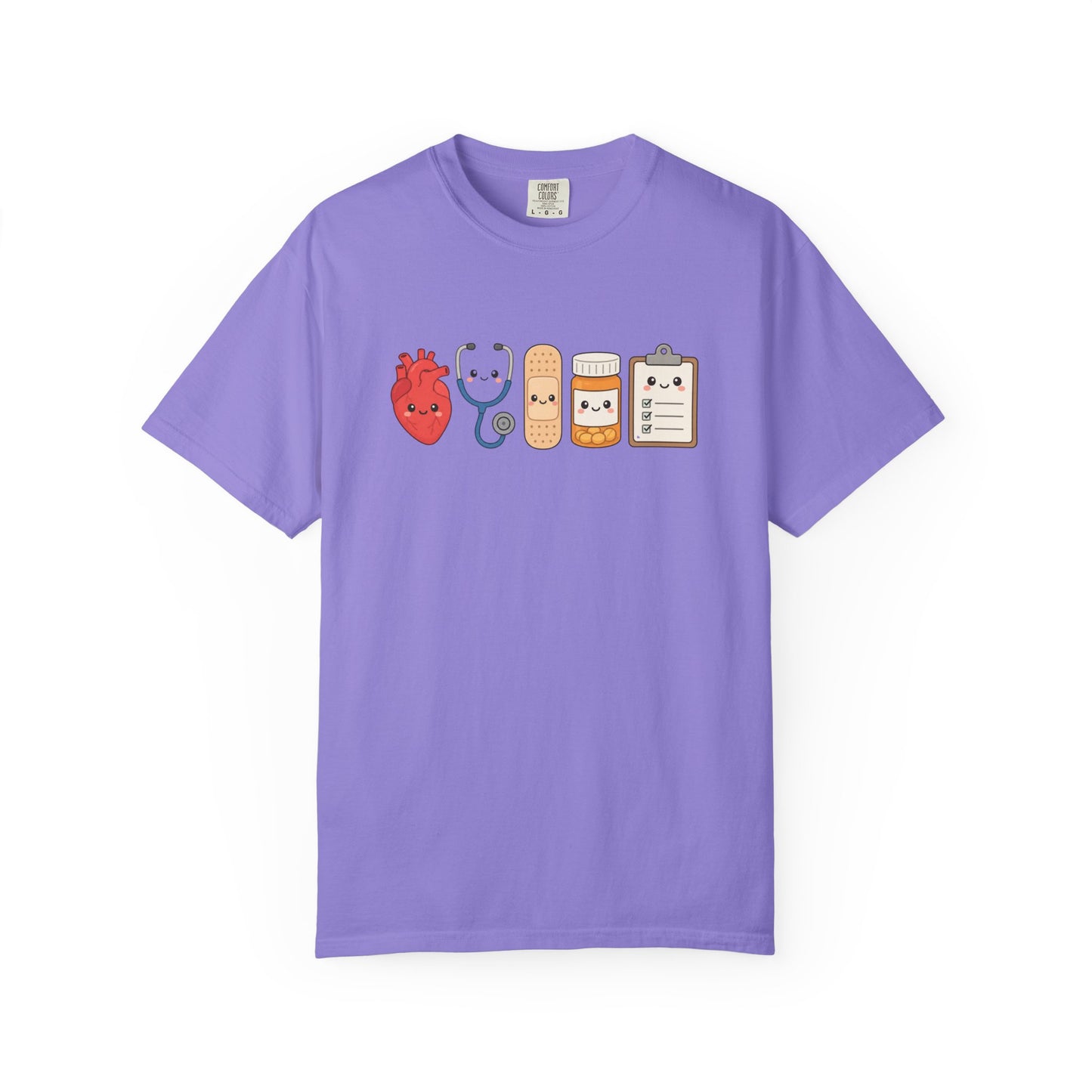 Cute Medical Kawaii T-Shirt — Heart, Stethoscope & Bandage Graphic Tee