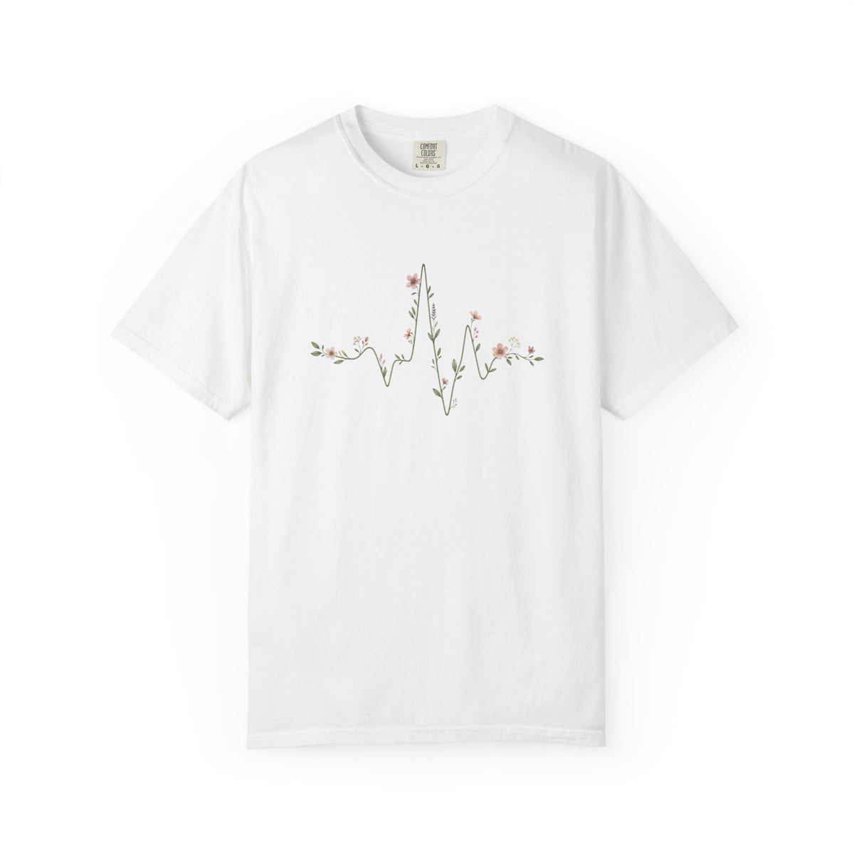 Wildflower Heartbeat Shirt | Botanical EKG Nurse Tee | RN Gift T-Shirt | Minimalist Nurse Shirt | Comfort Colors